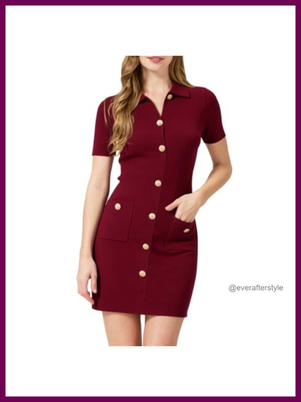 Collared Short Sleeve Bodycon Mini Sweater Dress for Work